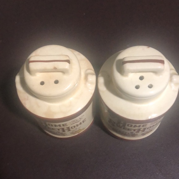 Vintage Home Sweet Home Salt & Pepper Pottery Shakers. - Picture 5 of 13